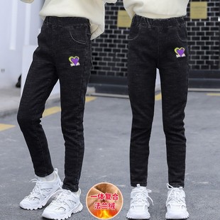 4女童冬天加绒加厚2021新款裤子5一体绒外穿6牛仔裤薄绒修身7棉裤