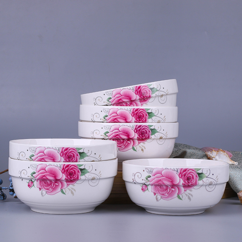 6个面碗景德镇陶瓷面碗家用吃饭碗6英寸碗碟套装大汤碗泡面碗菜碗