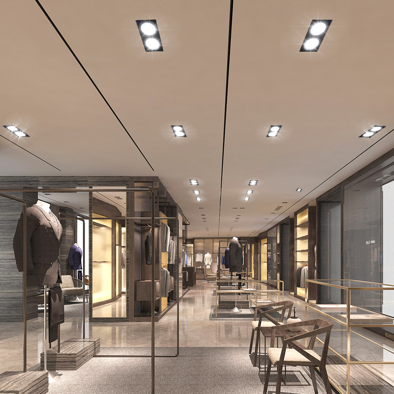 LED双头筒灯10x20格栅灯长方形射灯嵌入式天花灯双排吊顶黑斗胆灯