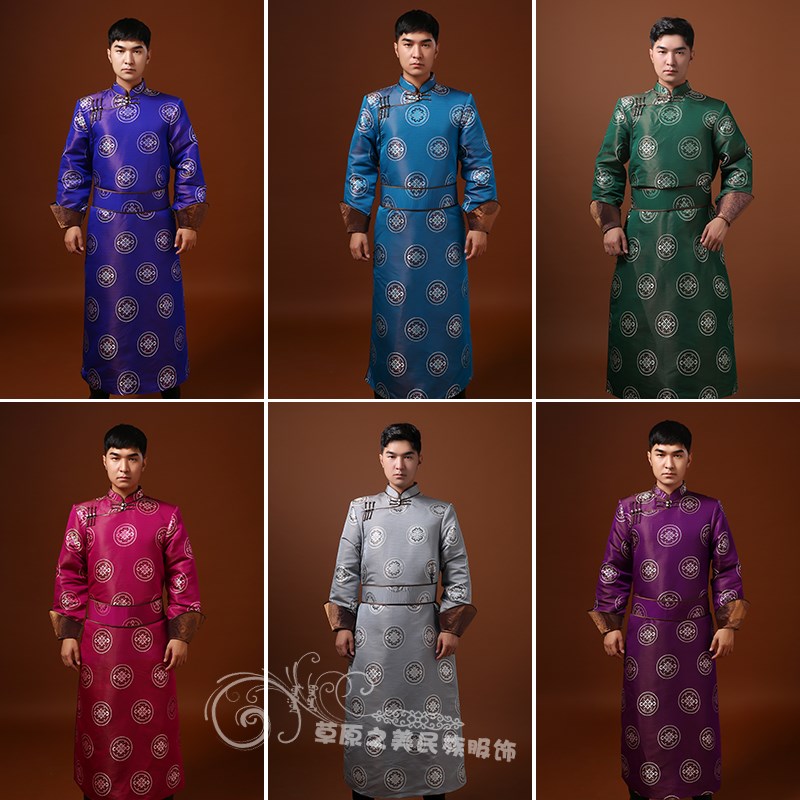 男士蒙古袍日常生活装新款秋季长款蒙古舞蹈演出服蒙古族常服新品
