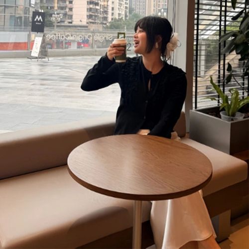 阿树家 浪漫伊甸园 木耳花边针织小开衫女春季新款设计感上衣