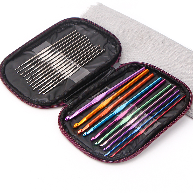 钩针工具套装手工编织毛线棒针环形针记号扣麻花针带收纳包铝勾针