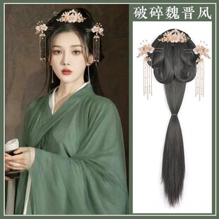 古风假发一体式战国袍假发汉服头饰魏晋风发髻古装马面裙发饰发包
