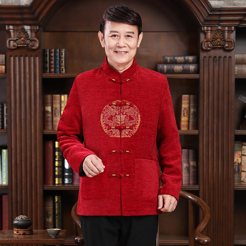 中老年过寿生日爷爷奶奶婚礼服老人秋冬装外套情侣装唐装男女套装