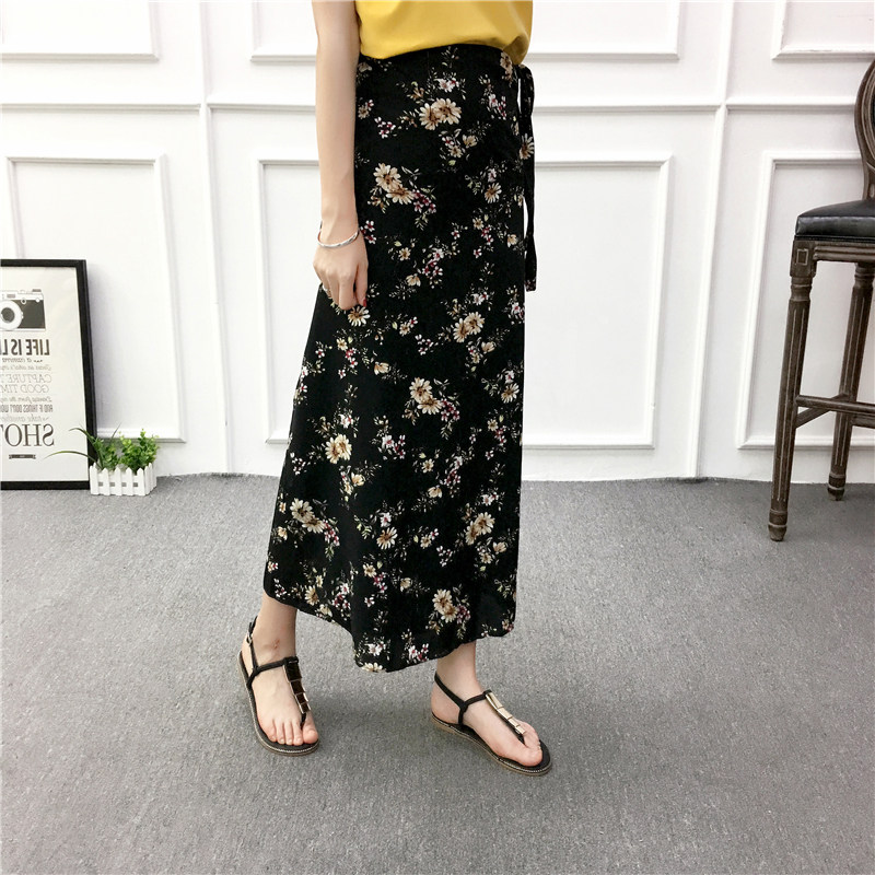 2021夏季新款百搭半身裙碎花裙中长款系带雪纺长裙一片式围裙裹裙,女装/女士精品,半身裙,淘宝优惠券,粉丝福利购,淘宝优惠卷