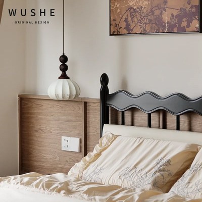 物设法式复古床头吊灯中古美式高级感卧室吊线灯创意氛围装饰灯具