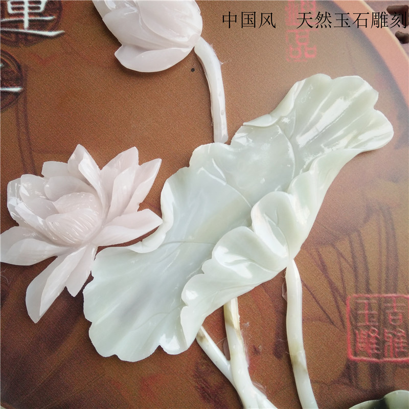 餐厅客厅仿古中式镂空菱形玉石画玉雕立体挂画中国结小幅装饰壁画图片