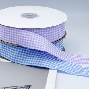 25mm格子丝带diy发绳蝴蝶结服装花边缎带绸带花艺蛋糕礼盒包装带