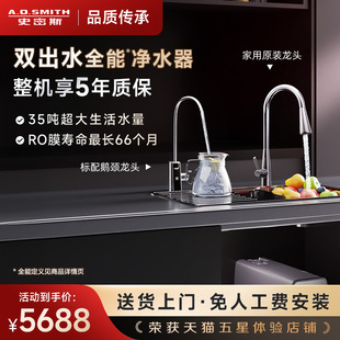 新品 A.O.史密斯家用直饮反渗透厨下双出水过滤D1800净水器