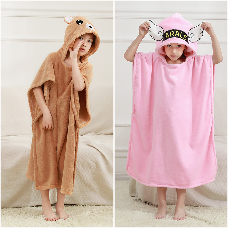 宝宝浴巾儿童斗篷连带帽比纯棉吸水超柔洗澡巾可穿新生儿婴儿浴袍