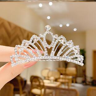 钢琴演奏礼服女童头饰王冠发饰生日演出公主宝宝水钻插梳发夹发卡