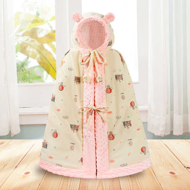 可伸手婴儿披风斗篷秋冬外出防风挡风保暖宝宝连帽冬季加厚儿童