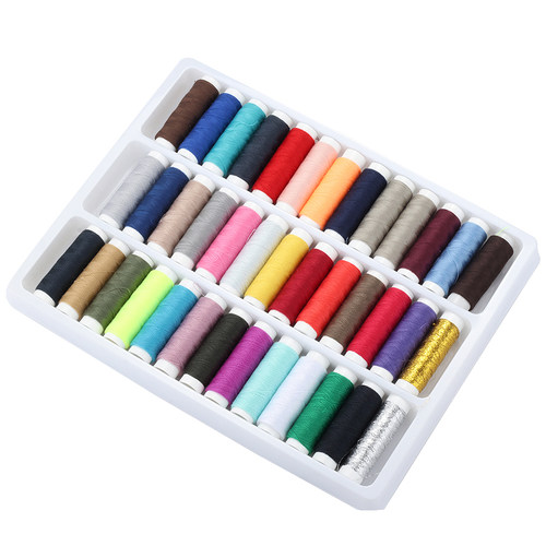 39色缝纫线 优质盒装彩色线 团涤纶线手缝衣线 家用缝纫机颜色线