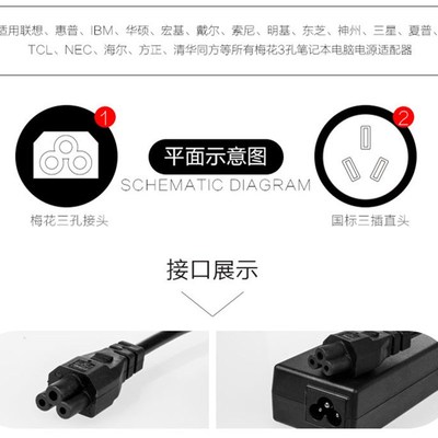 ENVISION易美逊液晶显示器E2719G电源线梅花三孔插头线AC100-240V