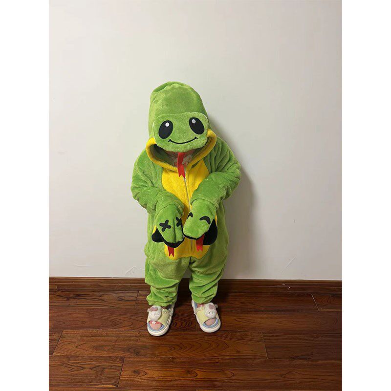 青蛇卡通连体睡衣学生动物演出服男女情侣儿童蛇演出服表演服装冬