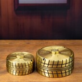 小铜记纯铜轮胎烟灰缸创意个性 家用带盖防飞灰黄铜烟缸 礼物新中式