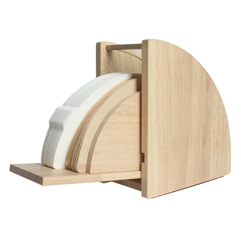 咖啡滤纸架木制防尘锥形架V60拱形底座盒手冲V型过滤纸扇形收纳盒