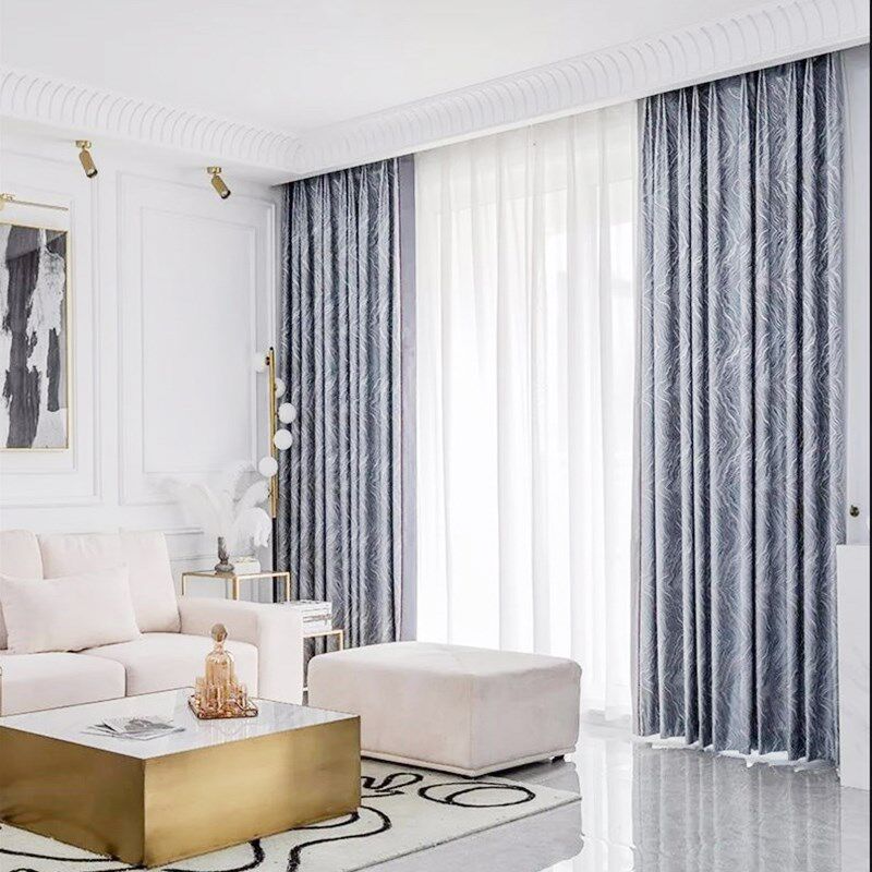 轻奢感艺术窗帘高精密金丝线提花布料水波纹菱形卧室客厅书房高档