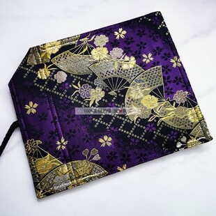 一诺千金手作紫色红色羽扇子织锦缎手工笔帘钢笔收纳包古风卷笔袋