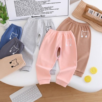 婴儿裤子春秋款外穿纯棉男女宝宝开裆裤1-2岁幼儿童长裤分体秋裤