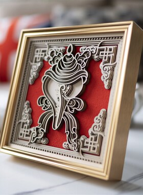 梯木叠雕禅意摆件新中式书房客厅玄关酒柜工艺品办公室装饰品摆设