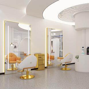 理髲店镜子带LED灯美发店镜台发廊专用网红剪发镜烫染镜单面简约