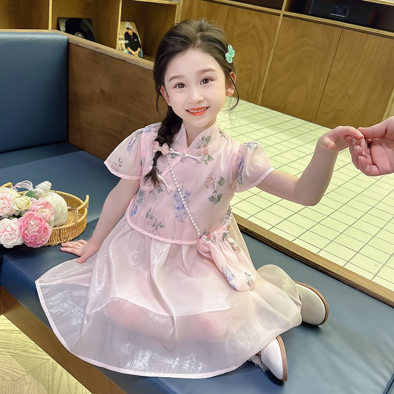 女童夏装连衣裙女宝宝小儿童中式国风汉服公主裙子夏季潮4岁洋气9