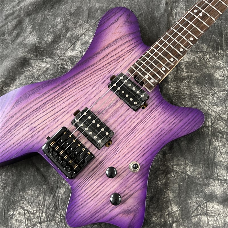 新款紫色无头电吉他ash白蜡木琴体碳化枫木琴颈圆头倒角品丝