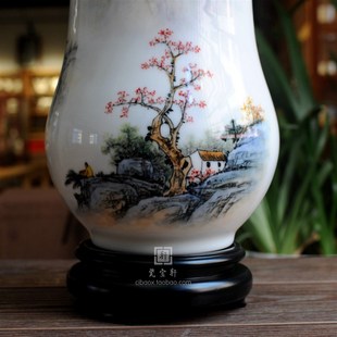 手绘山水中国风进宝葫芦陶瓷花瓶 德化白瓷家居客厅办公室装饰摆