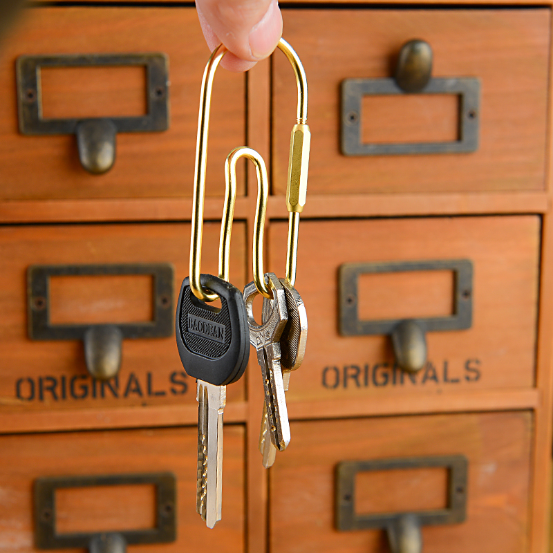 手工手机简约便携防丢纯铜黄铜汽车钥匙扣复古挂件定制刻字礼品