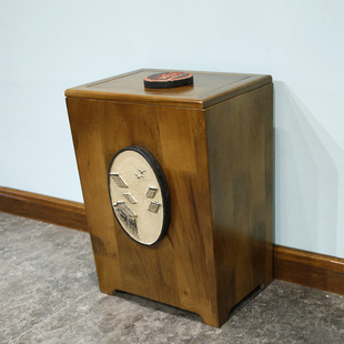 垃圾桶家用客厅创意中式高档实木大号带盖办公卧室厨房餐厅纸篓筐