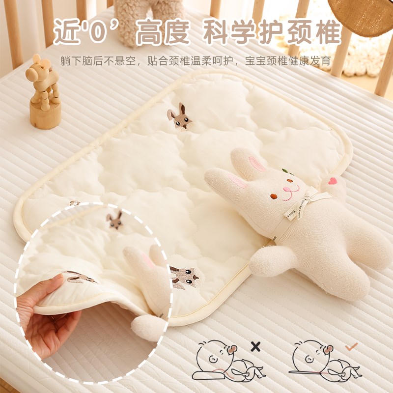 婴儿枕头纯棉云片枕新生宝宝枕垫0-12个月初生儿平枕防吐奶小枕巾
