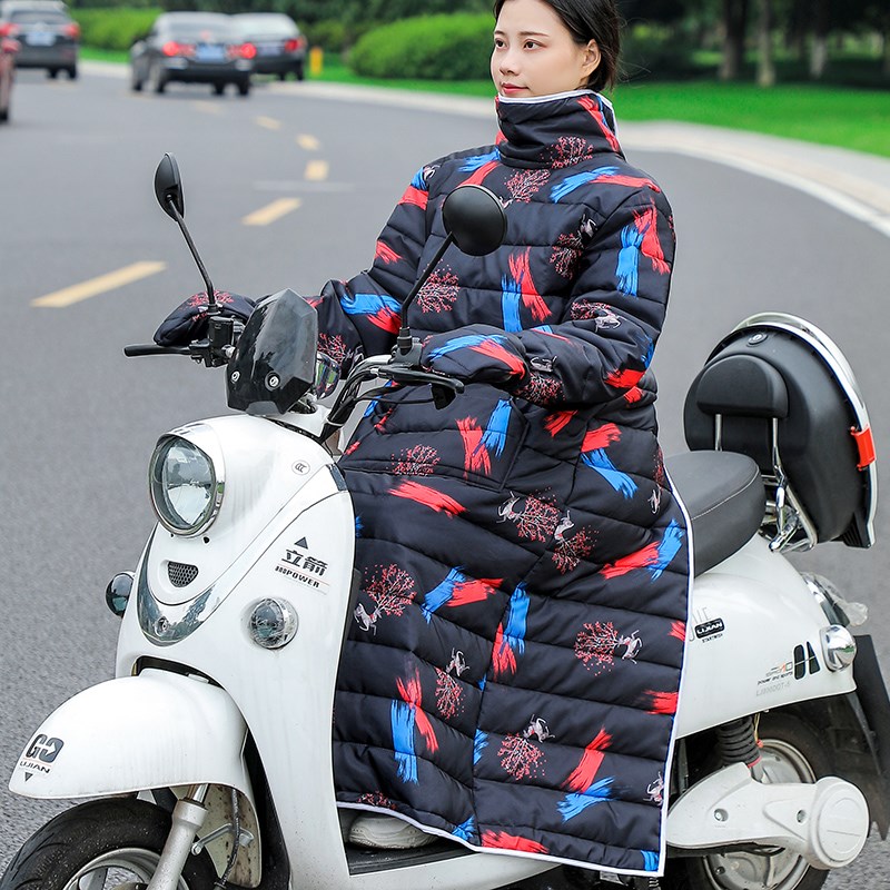 新款两用骑车挡风衣女冬季防寒加厚挡风被防水防风反穿电动车棉衣