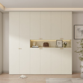 定制进门靠墙到顶鞋 柜家用门口玄关柜一体入户有门奶油实木高柜子