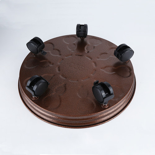 金属铁移动花盆托盘圆形刹车轮加厚盆栽花架托盘带轮花盆底座滚轮