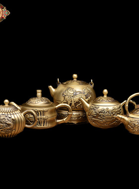 纯铜双人小茶壶功夫茶道铜壶多功能黄铜小酒壶滴水壶铜器镇纸摆件