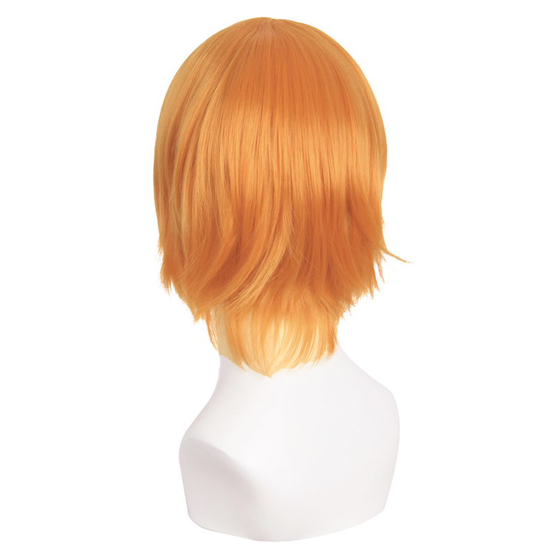 潼漫cos假发男女短发30CM万用反翘短发桔橙色动漫假毛直发全头套