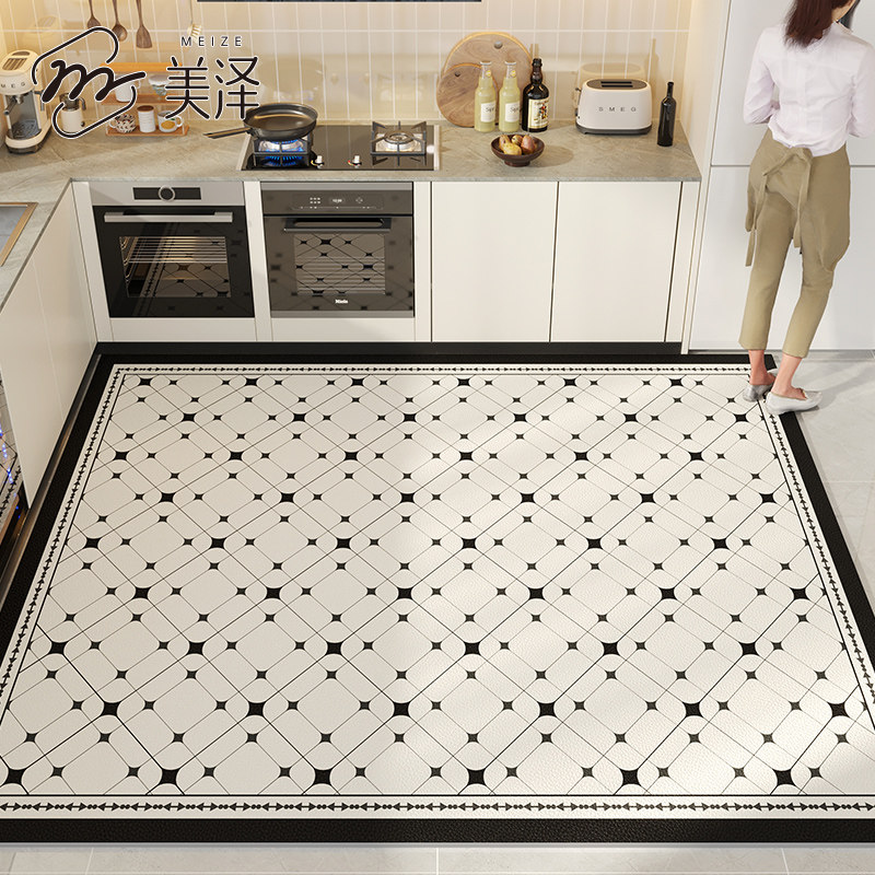 厨房专用地垫防滑防水防油可擦全铺脚垫2024新款皮革门垫家用地毯