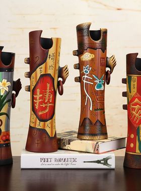 创意家居摆件小饰品火炬复古中国风客厅书房玄关装饰艺术品博古架