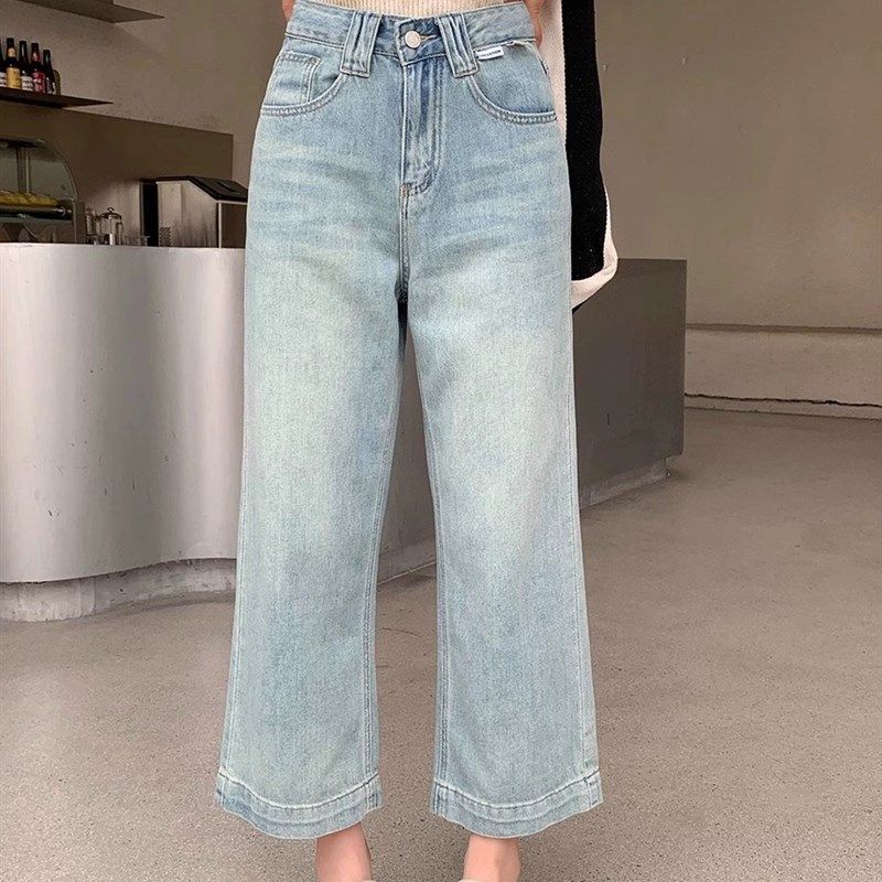 大碗plus定制大码女装微胖mm复古阔腿牛仔夏季宽松直筒显瘦九分裤