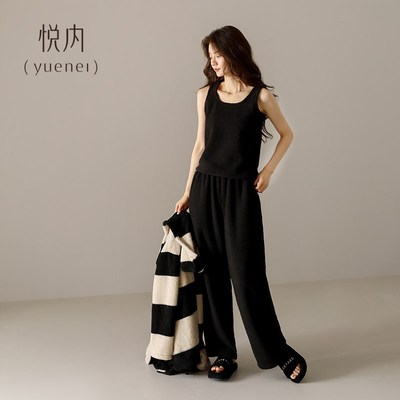 悦内半边绒睡衣女款秋冬季冬款珊瑚绒加绒加厚保暖家居服三件套装