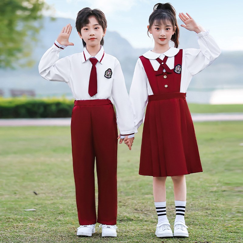 元旦儿童合唱服中小学生爱国朗诵演出服红色男女童诗朗诵比赛服装