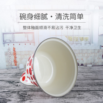 老式搪瓷盖碗 带盖盆 加高盖洗手碗 面碗汤碗搅拌碗沙拉碗 猪油盆