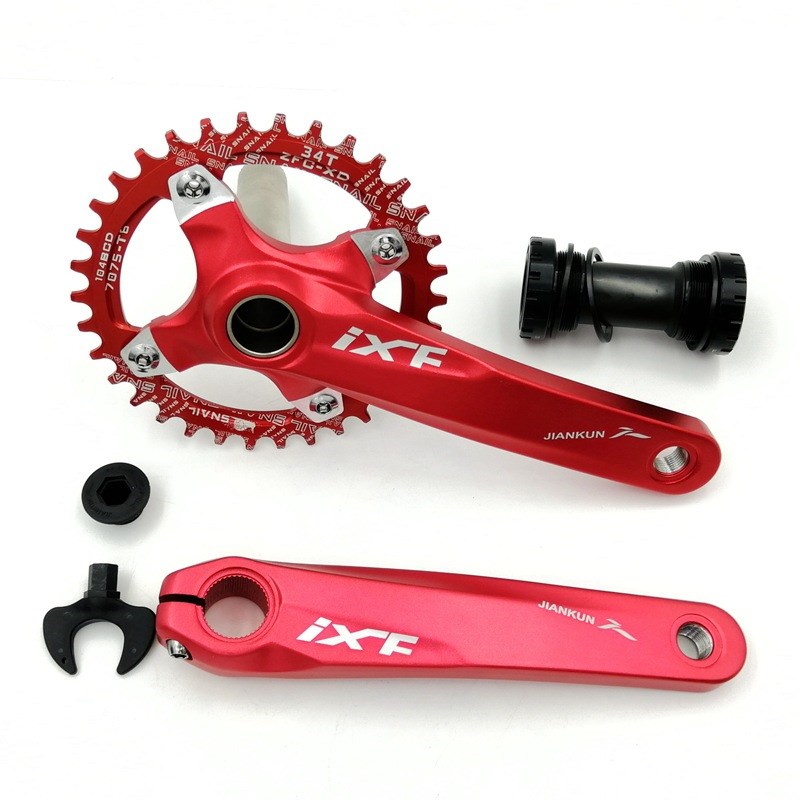 IXF中空牙盘铝合金一体曲柄正负齿盘片32 34 36 38T培林中轴11 12