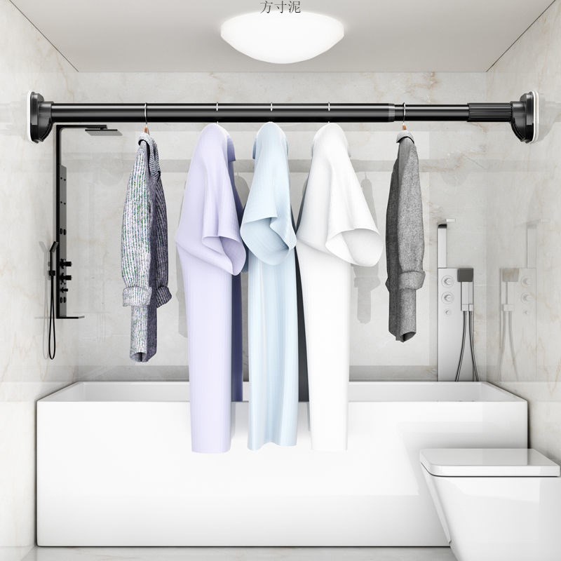 免打孔罗马杆窗帘杆简易单杆窗帘轨道架子支架托顶装伸缩杆晾衣杆