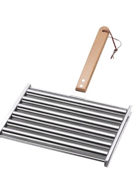 现货可拆卸不锈钢烤肠架可滚动热狗架烧烤架烤具Sausage Roll