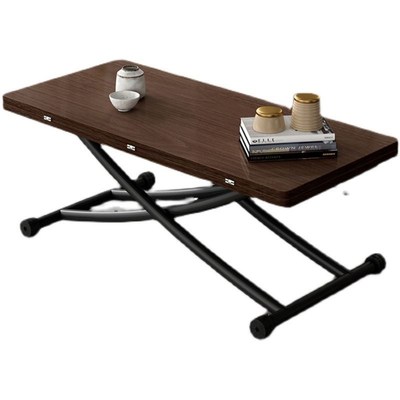 岩板升降茶几实木小户型两用桌多功能家用一体式钢化茶几秒变餐桌