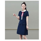 连衣裙职业女装 夏装 幼师班服员工工作服短袖 幼儿园教师园服英伦风