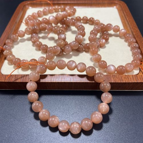 撒金粉的天然太阳石也太美了吧~9mm太阳石货尖手串女礼物手链