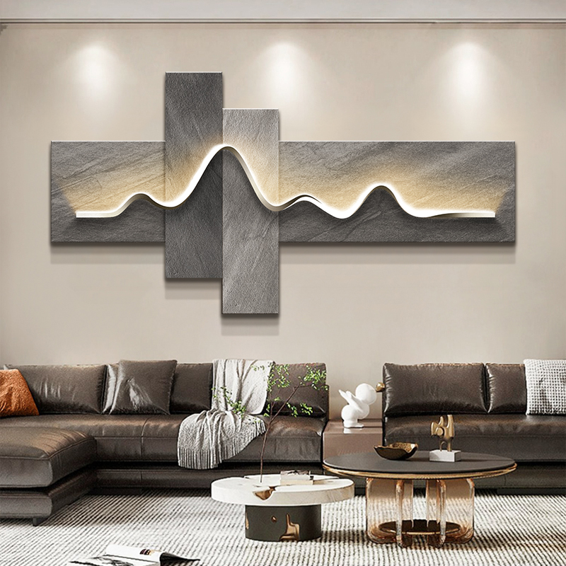 现代轻奢客厅装饰画极简抽象艺术leFd灯画高档简约沙发背景墙挂画